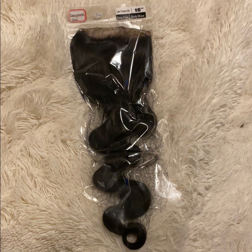 Virgin Indian Transparent closure 16 inch